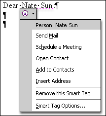 Office Smart Tag - image courtesy Microsoft